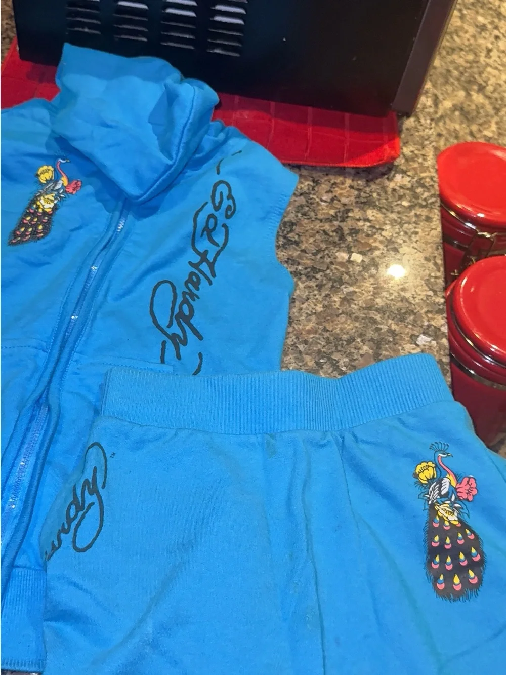 Ed Hardy Kids Matching Set Blue with Black Logo